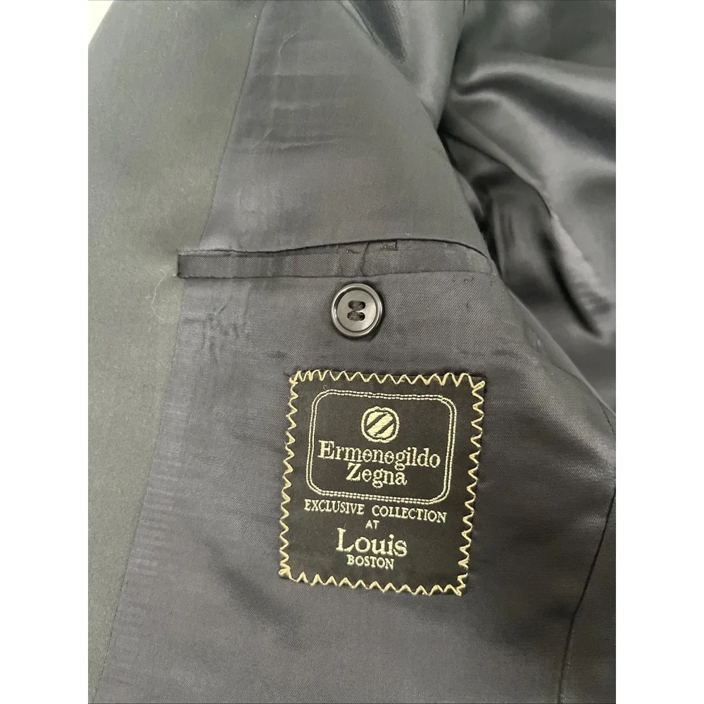 Ermenegildo Zegna Peak Lapel Tuxedo Wool Sport Coat Mens 44R Black Blazer Italy